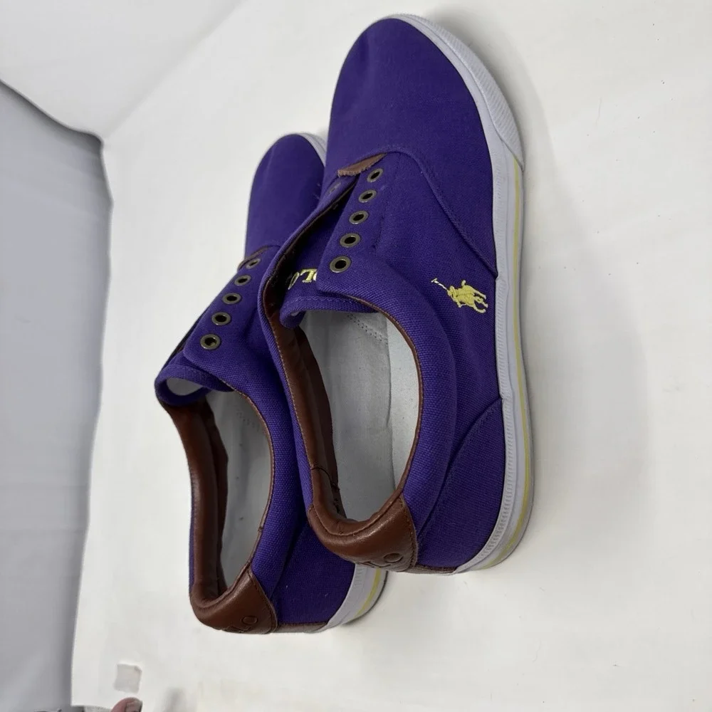 Men's Polo Ralph Lauren Purple Canvas Laceless Boat Shoes Size 13 D